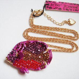 COLORFUL CRYSTALS  FISH NECKLACE BROOCH